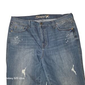 vintage Seven 7 destressed, cut off with fringed hem capri jeans sz 16W ; seven7